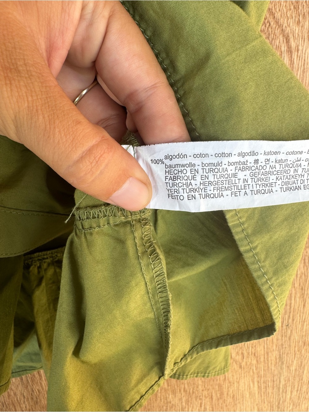Zara 100% Cotton Olive Green Short-Sleeve Utility Dress with Belt - Picture 5 of 6